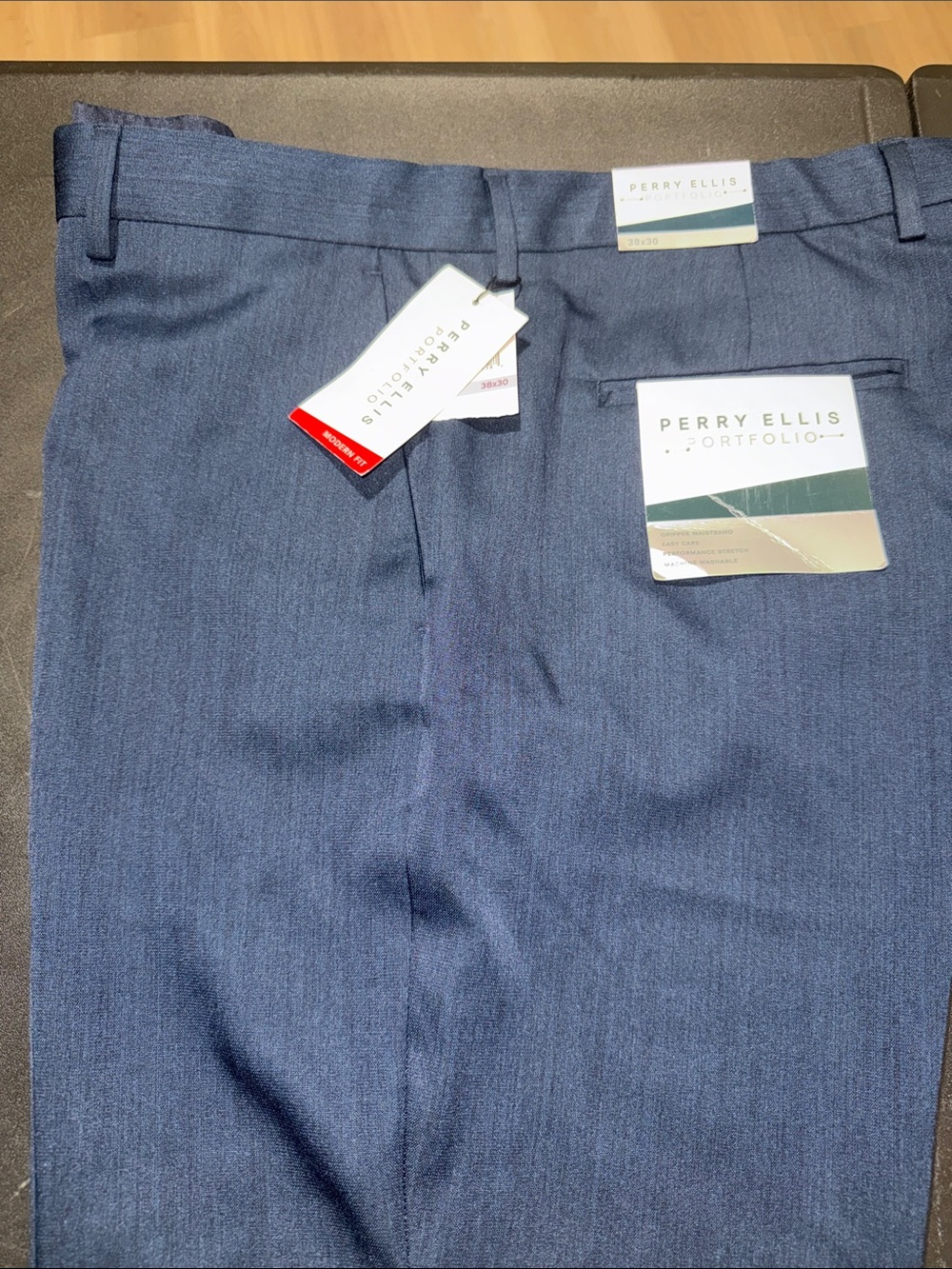 Perry Ellis Men's Navy Blue Flat Front Dress Shorts
